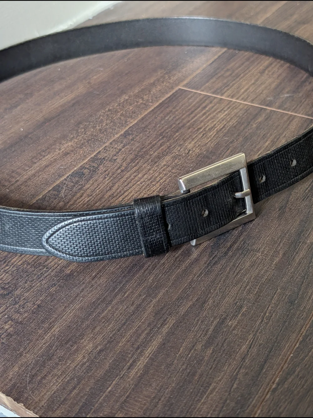 EUROMETAL Made In Italy Buckle With Black Textured Woven Leather MiUSA Strap 38